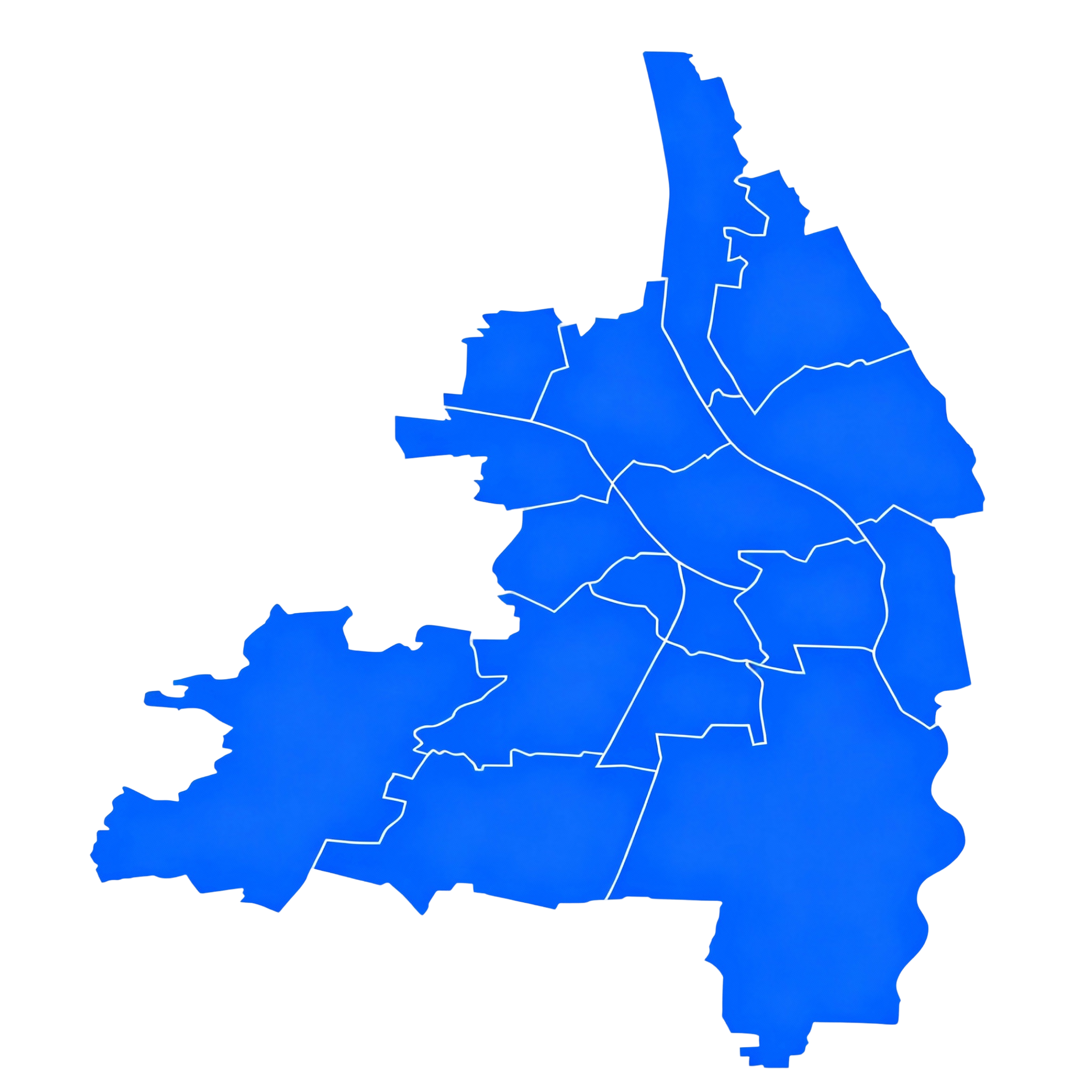 Karte der Region Süd mit Bobingen, Königsbrunn und Schwabmünchen